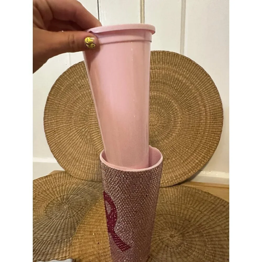 Pink Breast Cancer gem tumbler cup